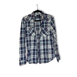 Men's American Eagle Outfitters Blue Plaid Button Down Shirt S